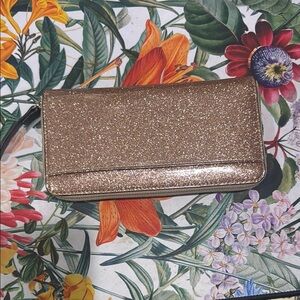 NWOT Kate Spade Rose Gold Glitter Glamour Clutch Wallet